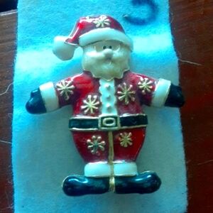 Festive Santa Claus Brooch SFJ Vintage